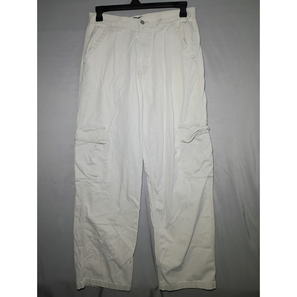 Vntg Levis Silvertab Cargo Pants Mens 33x34 (33x32) Light Khaki Baggy Loose Y2k
